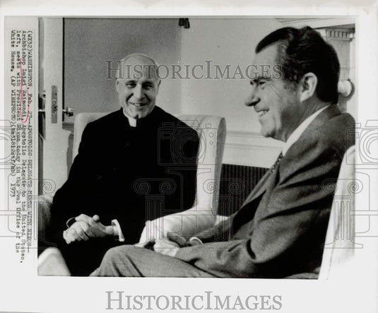 1973 Press Photo President Nixon with Archbishop Luigi Raimondi in Washington- Historic Images
