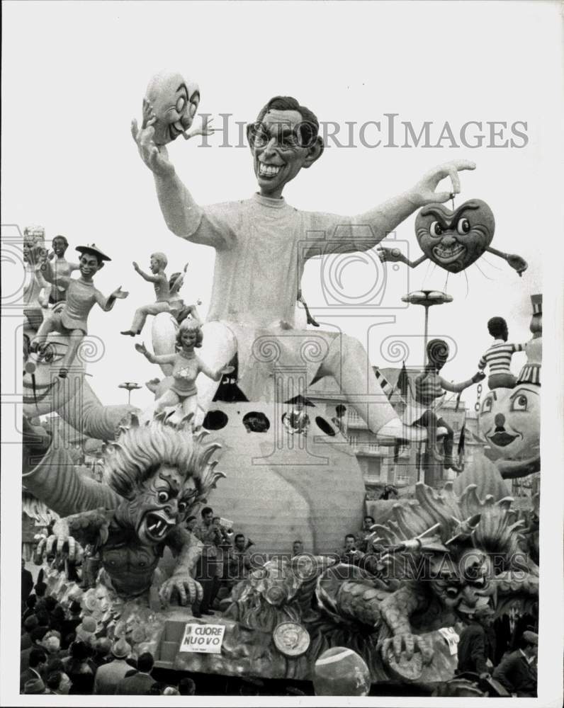 1969 Press Photo Carnival float of Christian Barnard in Viareggio, Italy- Historic Images