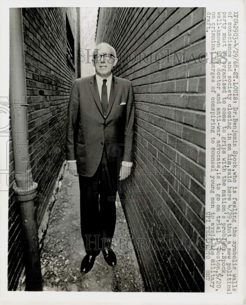 1968 Press Photo Anti-War Advocate Dr. Benjamin Spock in St. Louis, Missouri- Historic Images