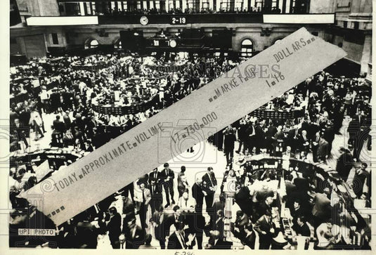 1968 Press Photo Ticker Tape Shows Record Volume Of New York Stock Exchange- Historic Images