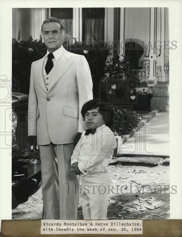 1984 Press Photo Actors Ricardo Montalban, Herve Villechaize Of &quot;Fantasy Island&quot;- Historic Images