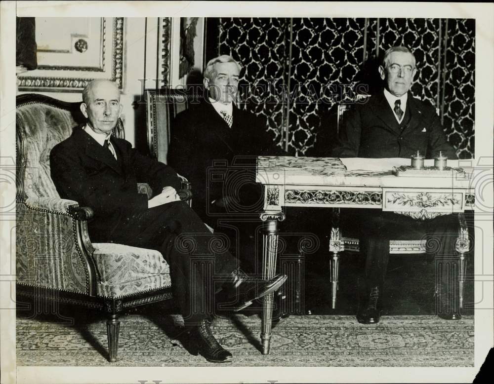 1919 Press Photo Edward House, Lansing and President Wilson meet in France.- Historic Images