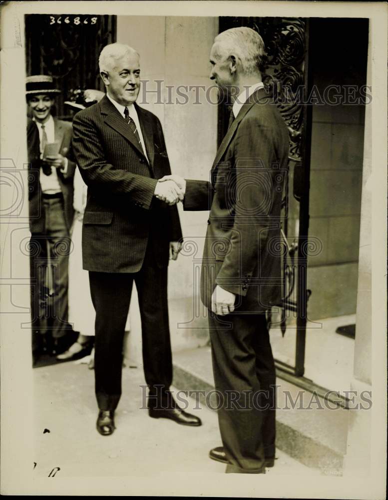 1924 Press Photo John Davis congratulated by Frank Polk in New York. - kfx35508- Historic Images