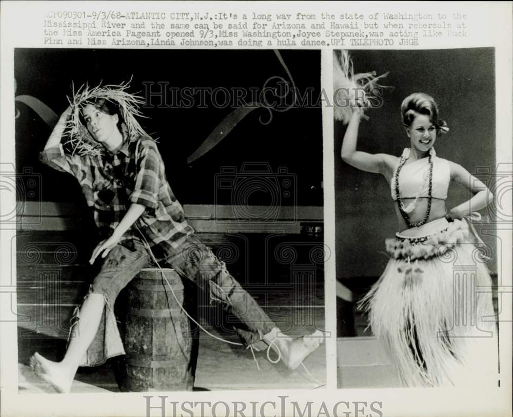 1968 Press Photo Miss Arizona/Hawaii in Talent Contest, Miss America Pageant, NJ- Historic Images