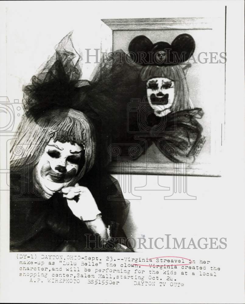 Press Photo Virginia Streavel (Lulu Belle the Clown) to Perform for Kids, Ohio- Historic Images