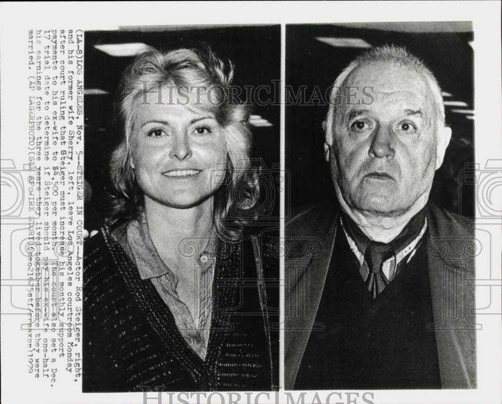 1979 Press Photo Actor Rod Steiger, Ex-Wife Sherry Leave Court after Ruling, CA- Historic Images