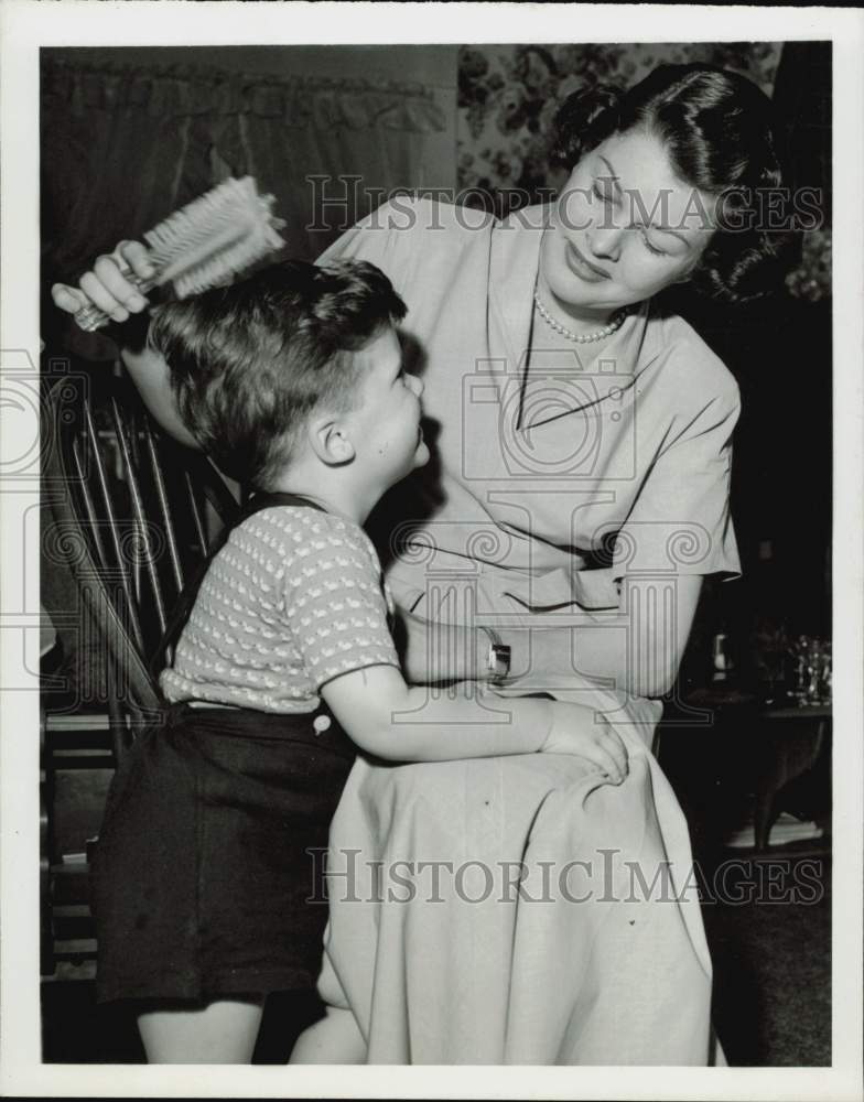 1949 Press Photo Actor June Horne &amp; Son - to Seek Divorce from Jackie Cooper, CA- Historic Images