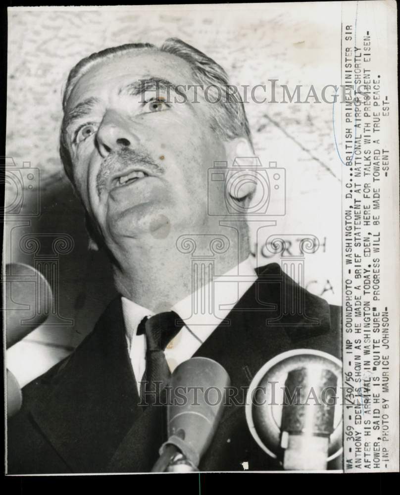 1956 Press Photo British Prime Minister Sir Anthony Eden in Washington, D.C.- Historic Images