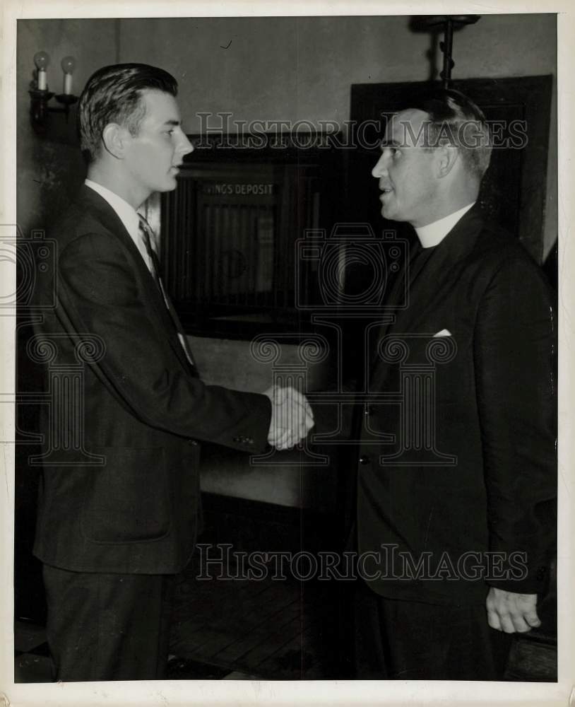 Press Photo Reverend George M. Dowd with Boston College Student John McMahon- Historic Images