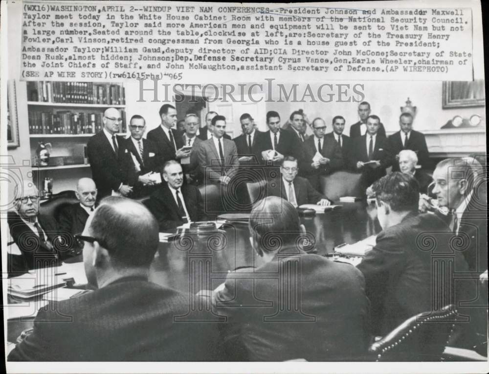 1965 Press Photo Pres. Johnson meets with members of National Security Council- Historic Images