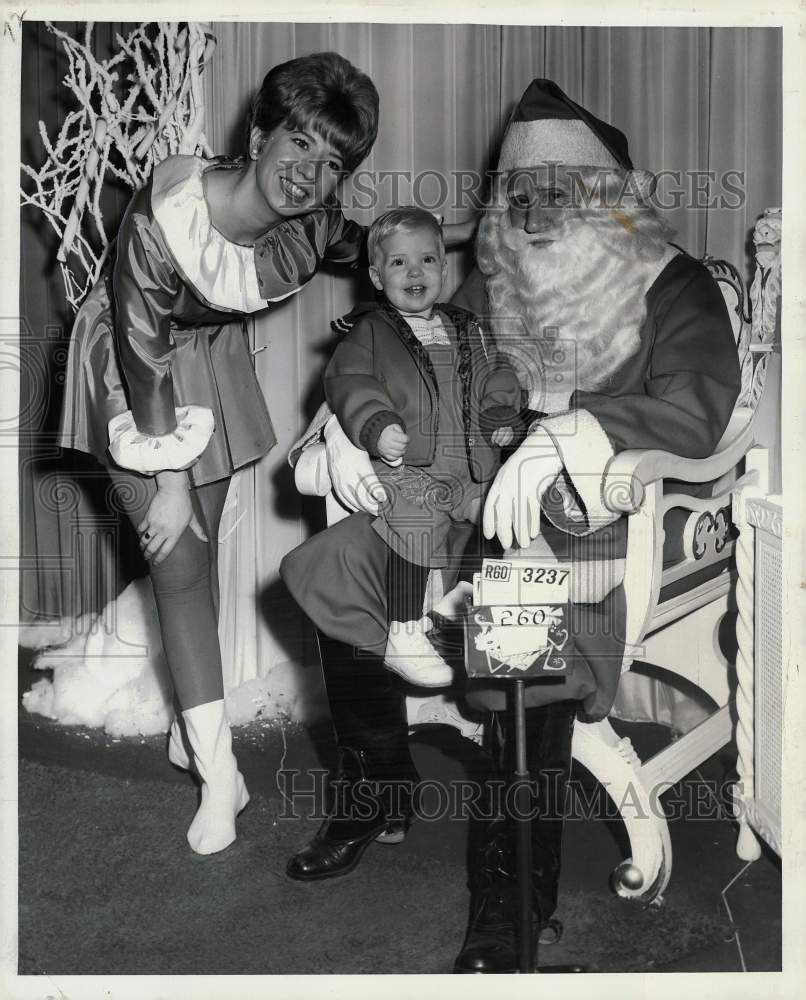 1955 Press Photo Wallis Zimmerman Curtis, young Andy Schwartz pose with Santa- Historic Images