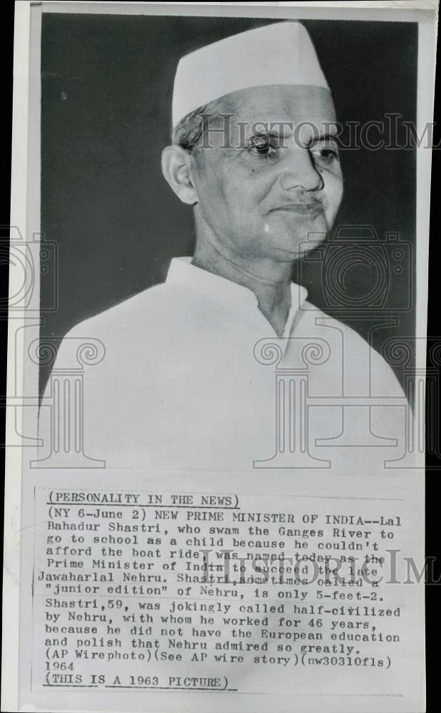 1964 Press Photo Lal Bahadur Shastri named as new Prime Minister of India- Historic Images