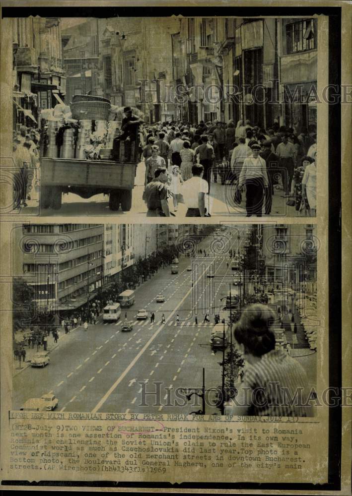 1969 Press Photo View of Lipscani and Boulevard dul General Magheru in Bucharest- Historic Images