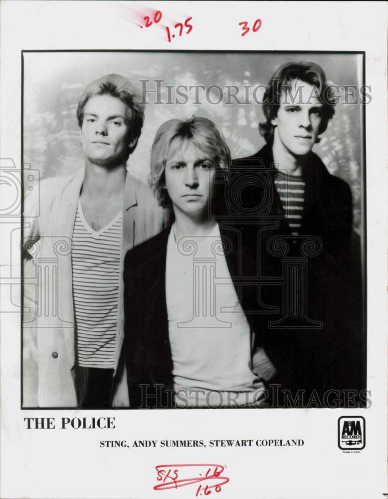 1982 Press Photo Sting, Andy Summers and Stewart Copeland of The Police band- Historic Images