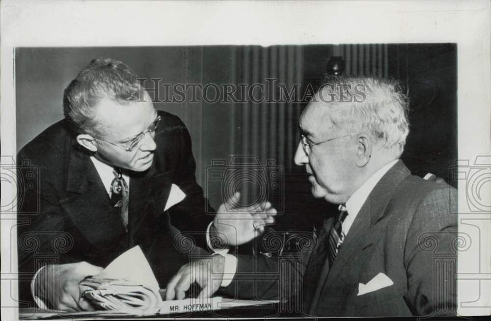 1948 Press Photo Rep. Fred A. Hartley talks to James C. Petrillo - lra22520- Historic Images