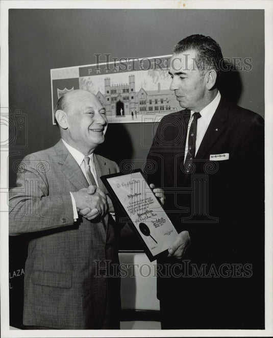Press Photo Boris Morris Receiving Award from Businessman - lra22846- Historic Images
