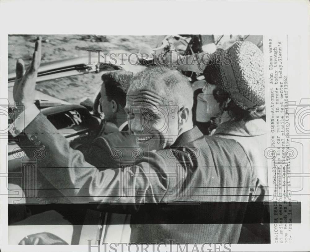 1962 Press Photo Astronaut John Glenn in Parade, Cocoa Beach, Florida- Historic Images