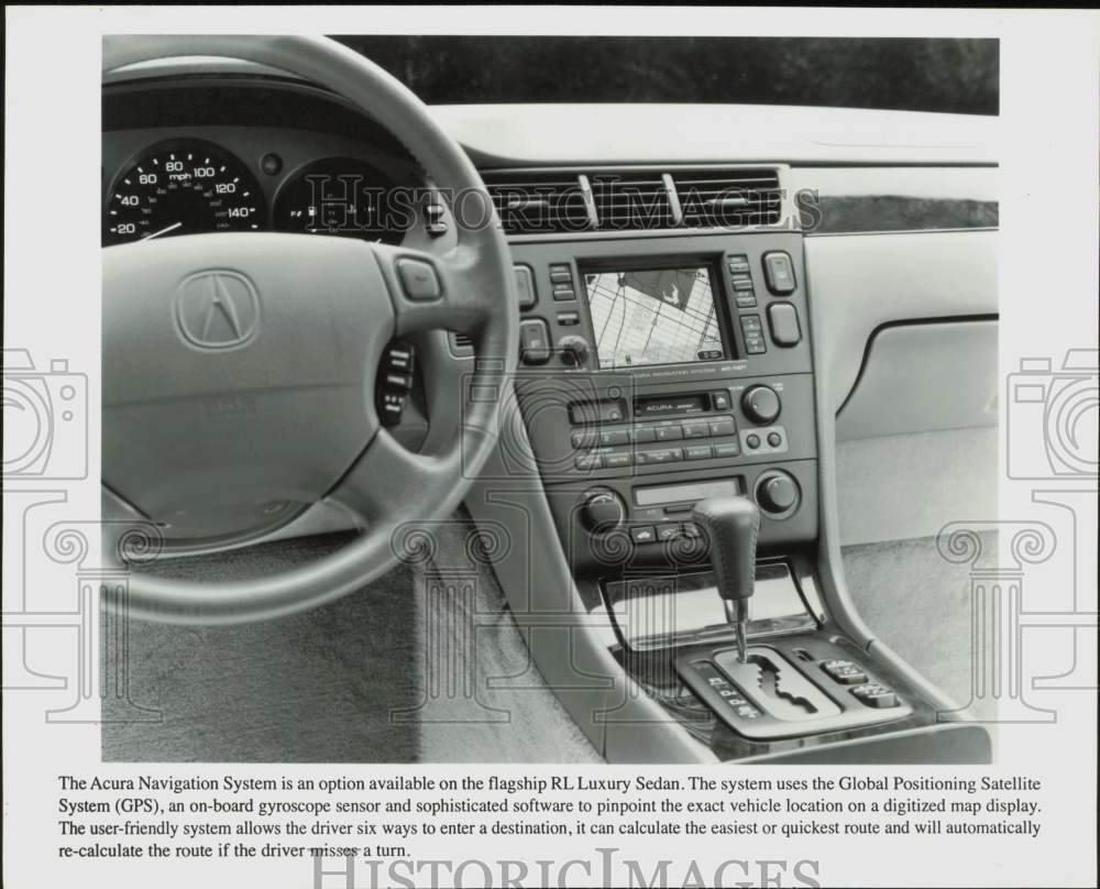 1997 Press Photo Acura Navigation System on RL Luxury Sedan Interior - lra26545- Historic Images