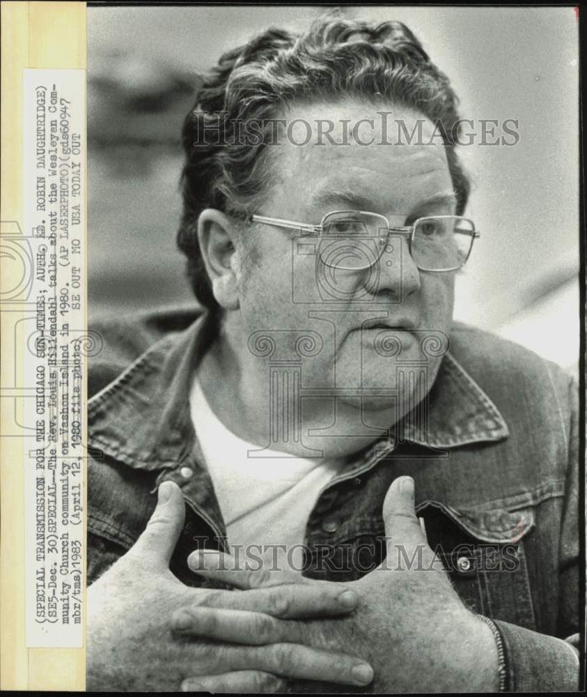 1980 Press Photo Reverend Louis Hillendahl, with Wesleyan Community Church- Historic Images