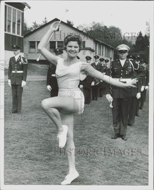 1961 Press Photo Carol L. Peterson, University of Washington ROTC band majorette- Historic Images