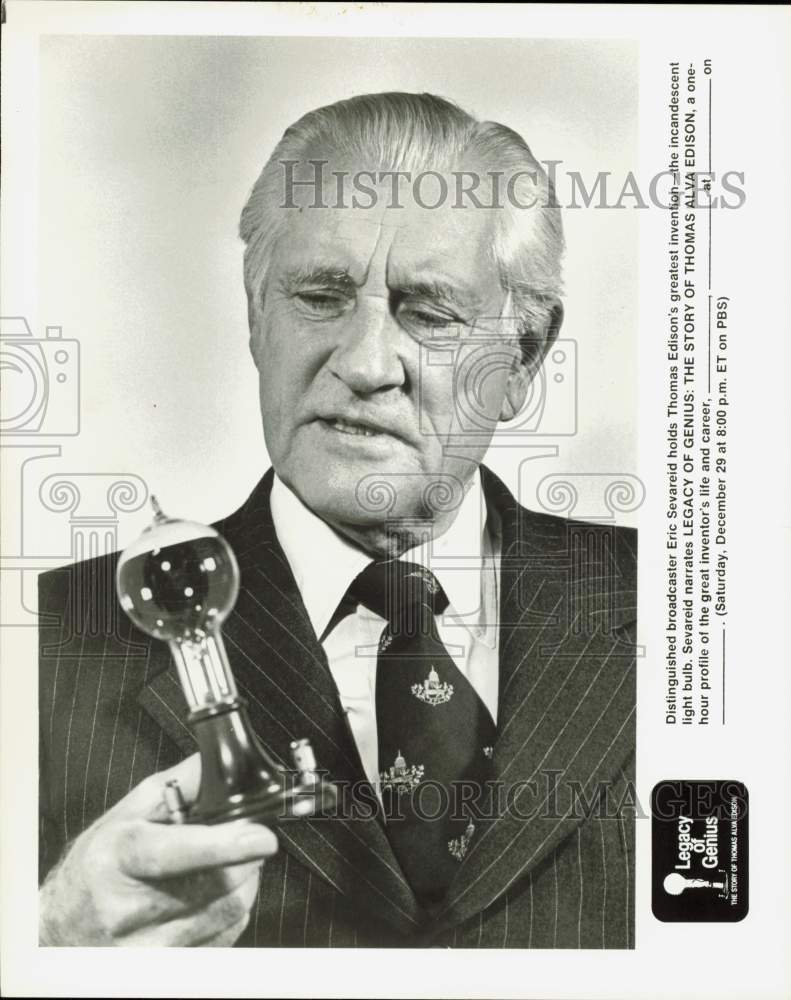 Press Photo Eric Sevareid narrates the life story of Thomas Alva Edison- Historic Images