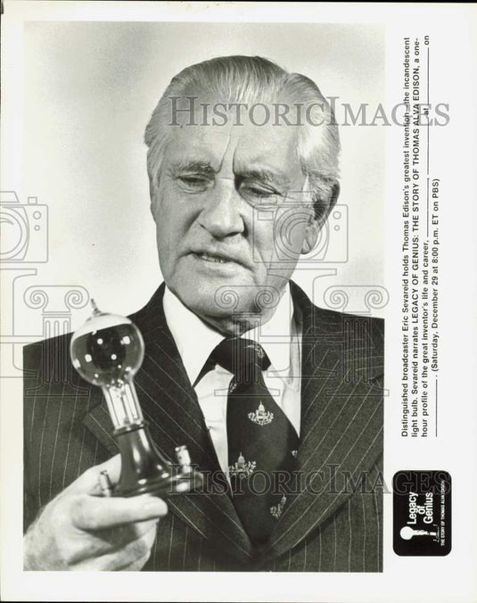 Press Photo Eric Sevareid narrates the life story of Thomas Alva Edison- Historic Images