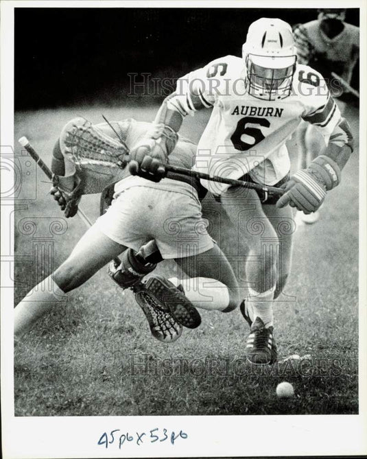 1987 Press Photo Palmetto Lacrosse Club members practice during a club game- Historic Images