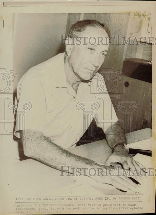 1971 Press Photo General Meir Amit, president of Koor Industries in Israel- Historic Images