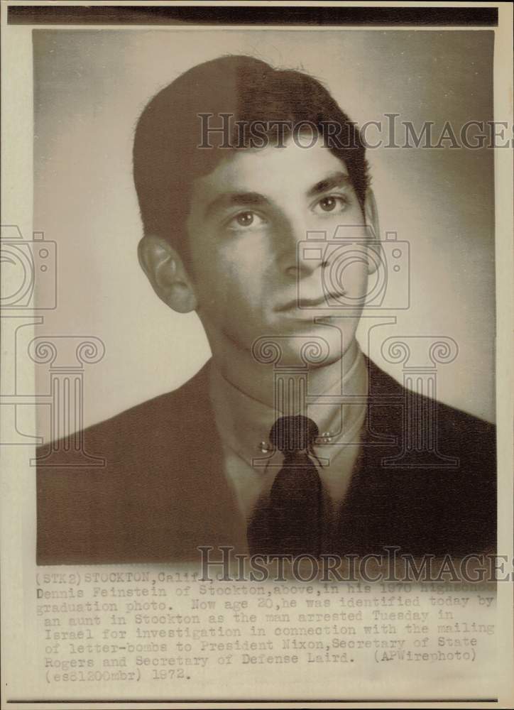 1970 Press Photo Dennis Feinstein shown in high school graduation portrait- Historic Images