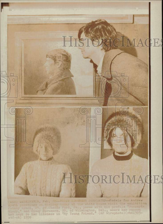 1970 Press Photo Andrew Wyeth's models visit exhibit at the White House- Historic Images