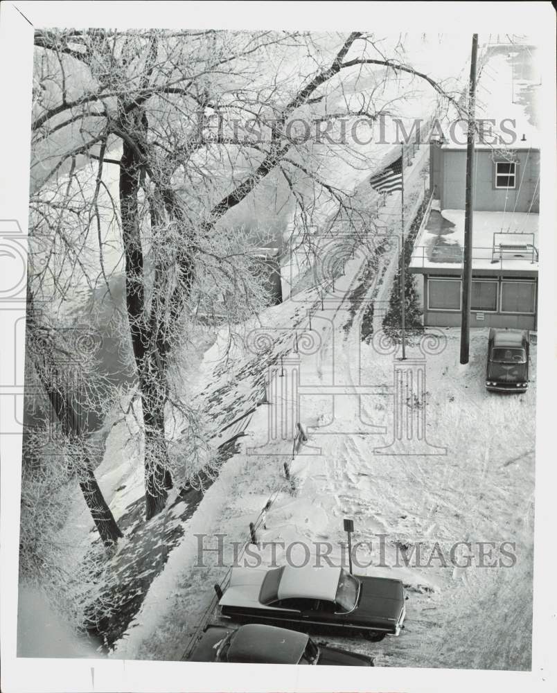 1963 Press Photo Navy Island Reserve Installation Locked in Ice - lra49019- Historic Images