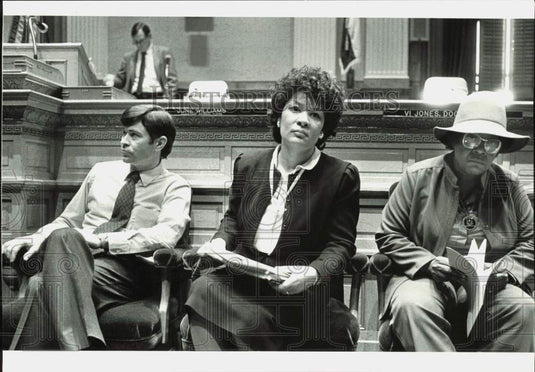 1983 Press Photo Reps. David Skaggs, Wilma Webb and Arie Taylor at legislature- Historic Images