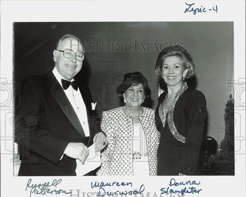 Press Photo Russell Patterson, Maureen Durwood and Donna Slaughter at a party- Historic Images