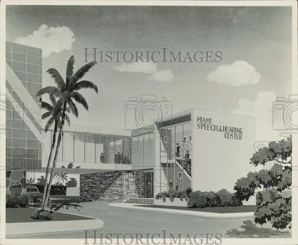 Press Photo Artist drawing of Miami Speech &amp; Hearing Center building - lra53626- Historic Images