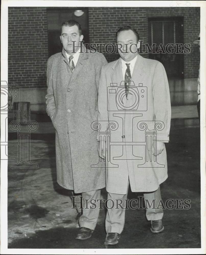 1956 Press Photo George Curley and Gerald Ryan walk outside the hospital- Historic Images