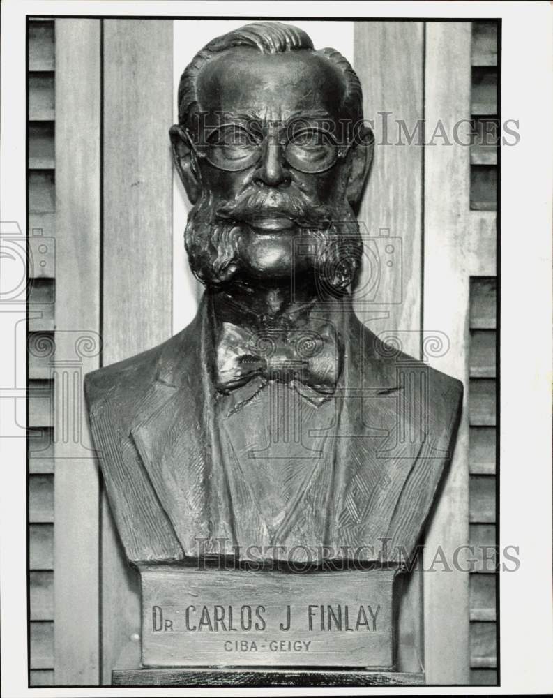 1988 Press Photo Bronze of Cuban scientist Carlos Finlay - lra62601- Historic Images