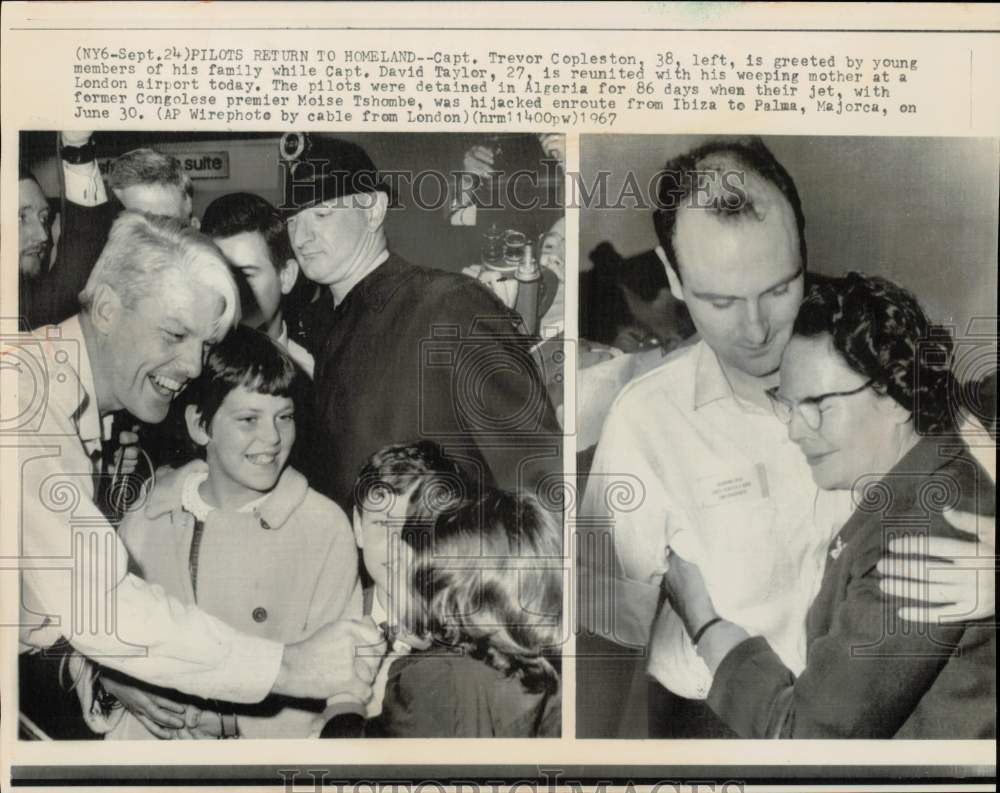 1967 Press Photo Trevor Copleston &amp; David Taylor reunited with family in London- Historic Images