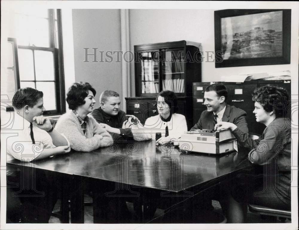 1963 Press Photo Radio show panelists from Hyde Park High School - lra76501- Historic Images