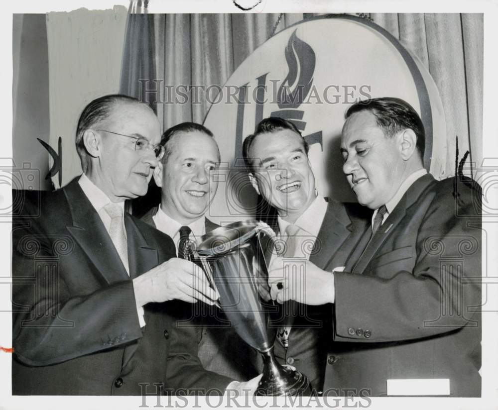 1954 Press Photo United Foundation officials pose with trophy at event- Historic Images