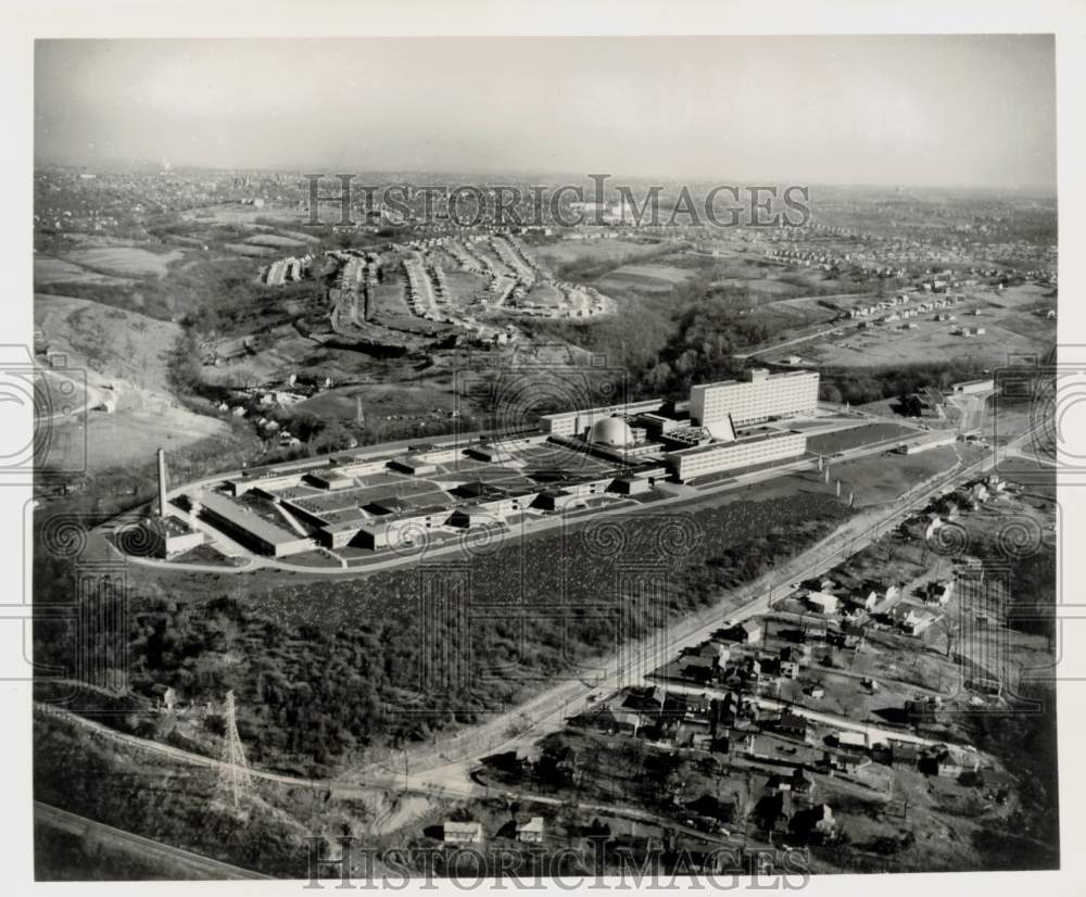 1958 Press Photo Aerial view of Allegheny County Hospital in Pittsburgh- Historic Images