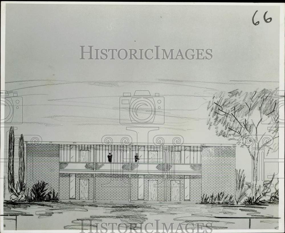 1962 Press Photo Sketch of proposed East Gentilly Medical and Surgical building- Historic Images