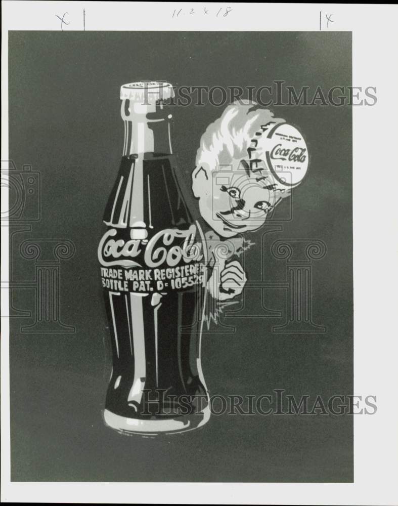 1991 Press Photo Coco-Cola drawing on drink machine - lra85839- Historic Images