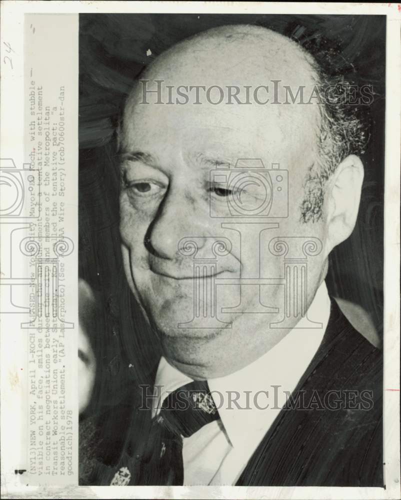 1978 Press Photo Ed Koch announces tentative pact with Transit Workers Union- Historic Images