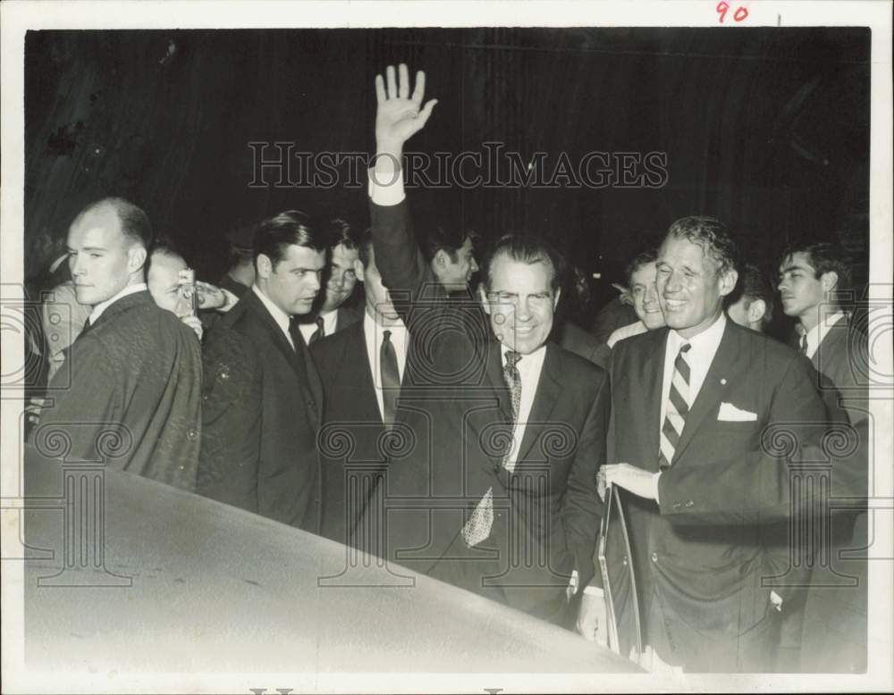 1968 Press Photo Candidate Richard Nixon is welcomed by Francis Sargent, Boston- Historic Images