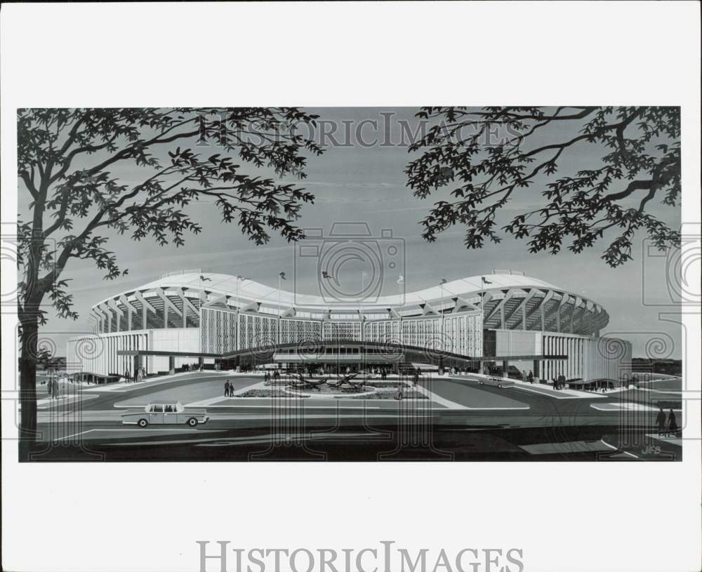 1961 Press Photo Artist&#39;s drawing of new Washington Park stadium - lra94302- Historic Images