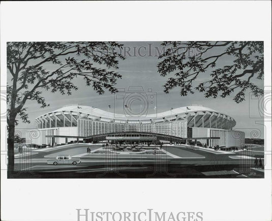 1961 Press Photo Artist's drawing of new Washington Park stadium - lra94302- Historic Images