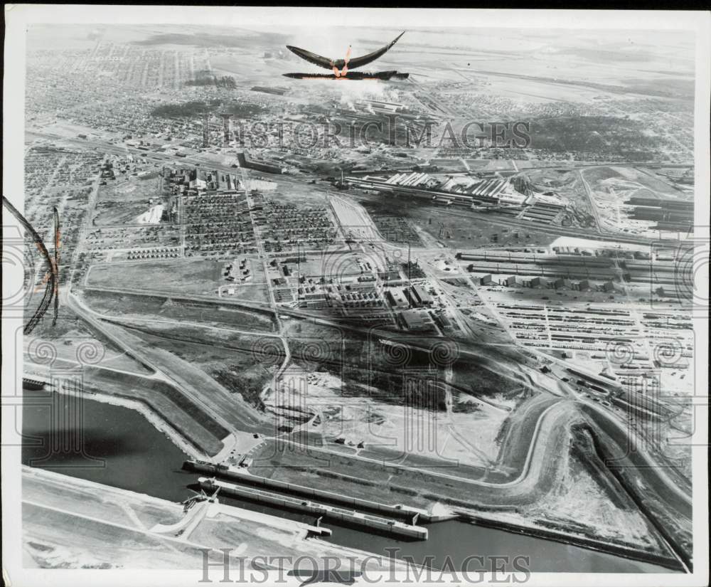 1959 Press Photo Aerial view of Granite City, Illinois - lra94483- Historic Images