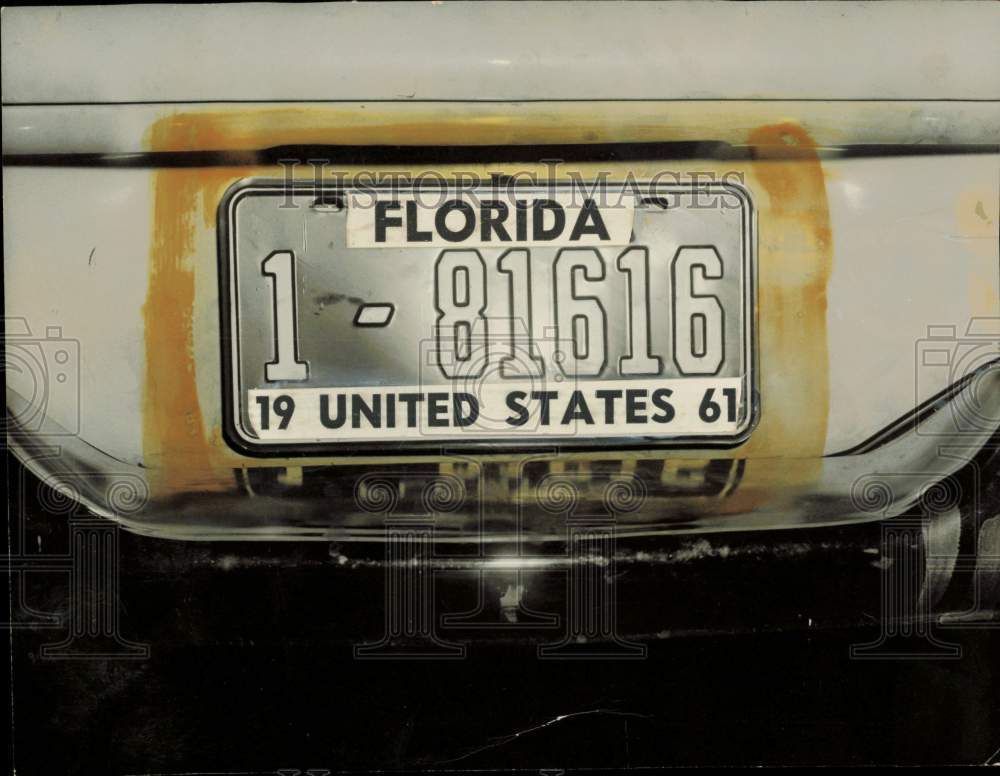 1958 Press Photo Florida auto license plate 1 - 81616, 19 United States 61.- Historic Images