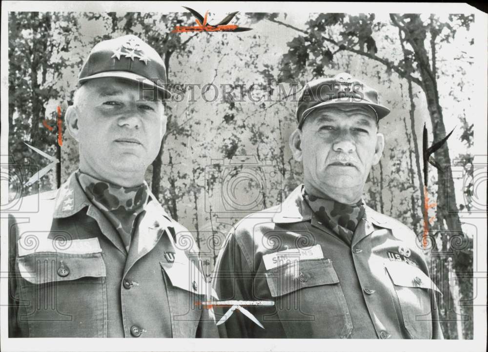 1966 Press Photo Lt. General John H. Michaels, Major General Cecil L. Simmons- Historic Images