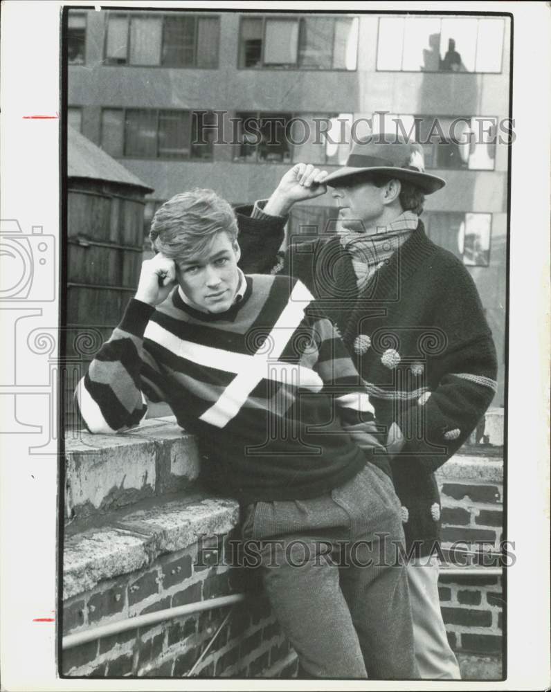 1983 Press Photo Men wearing an Edward Caracci and a Laura Pearson clothes- Historic Images